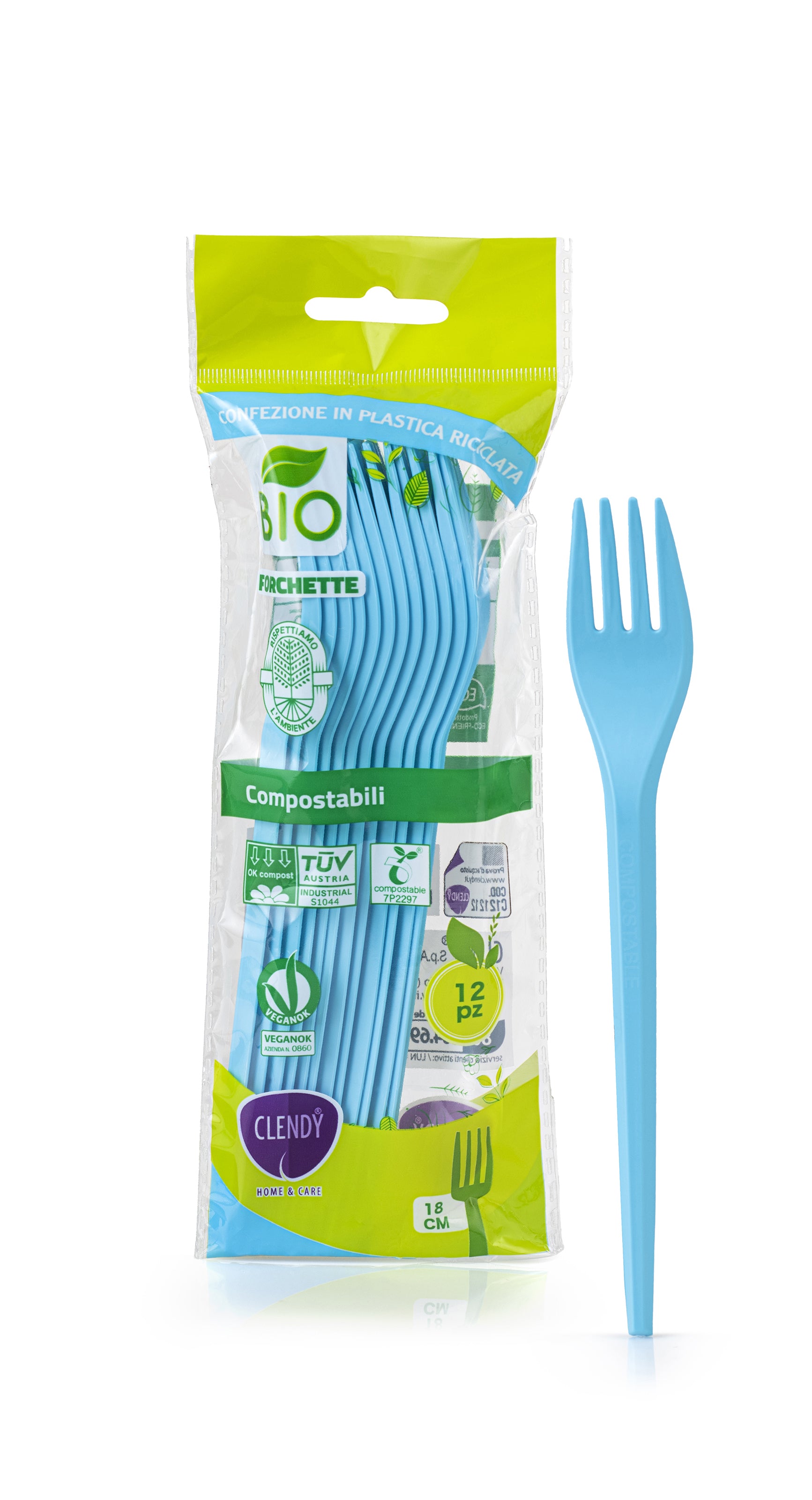 forchette compostabili azzurre