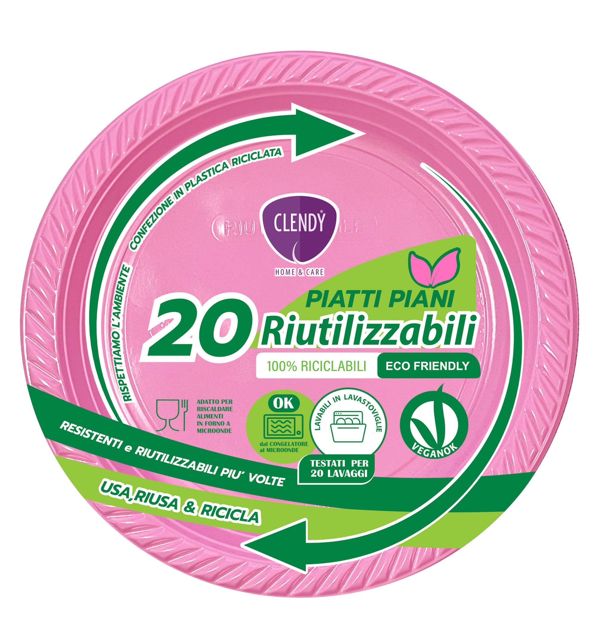 piatti riutilizzabili rosa