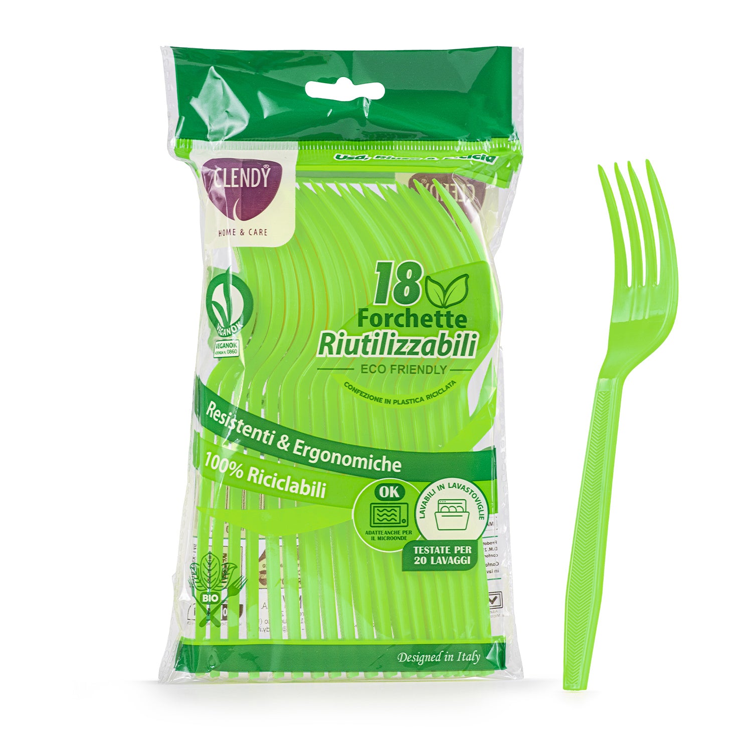 forchette riutilizzabili verdi