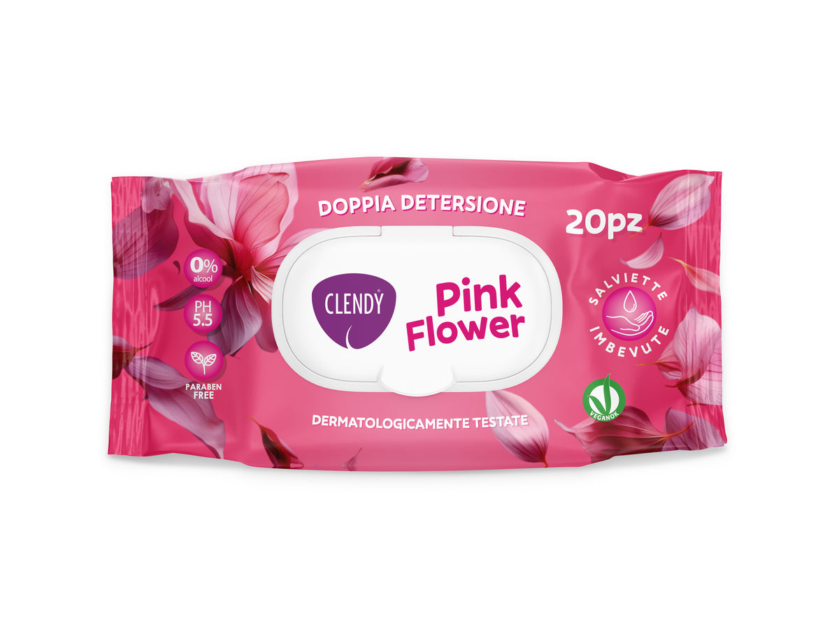 Clendy Salviette Imbevute Pink Flower - 20 pz