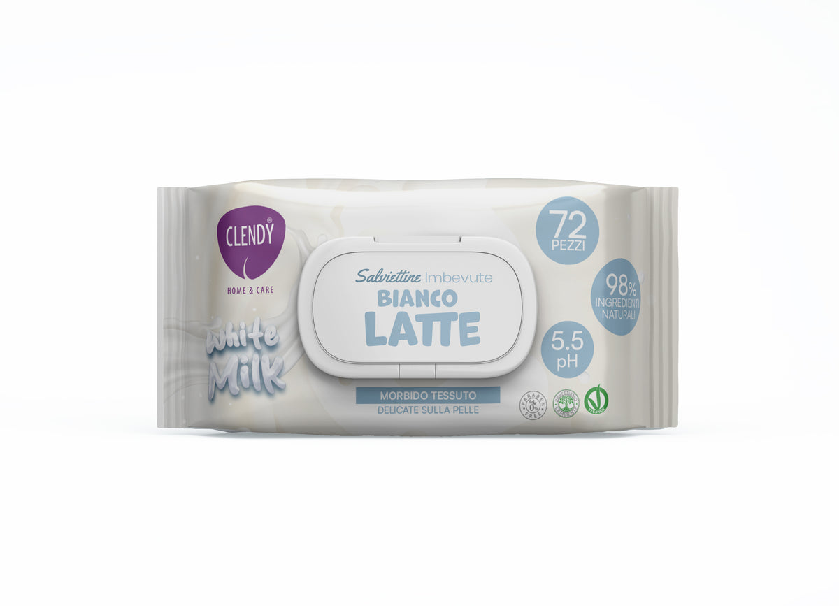 Clendy Salviettine Imbevute Bianco Latte  - 72 pz