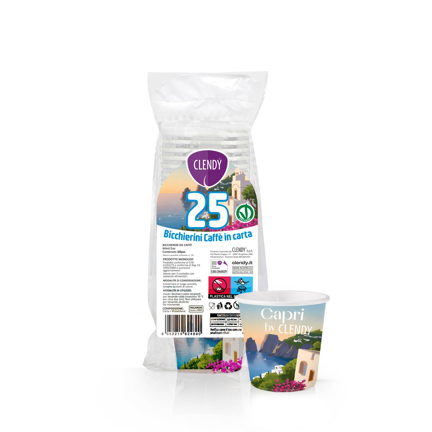 Bicchierini di Carta Compostabili Capri - 25pz