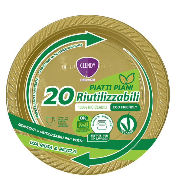 Piatti Riutilizzabili Frutta e Dessert Oro - 20pz – Clendy - Per