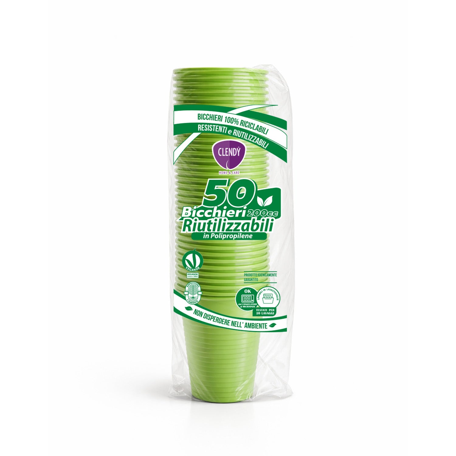 Bicchieri Riutilizzabili 200ml Verdi - 50pz