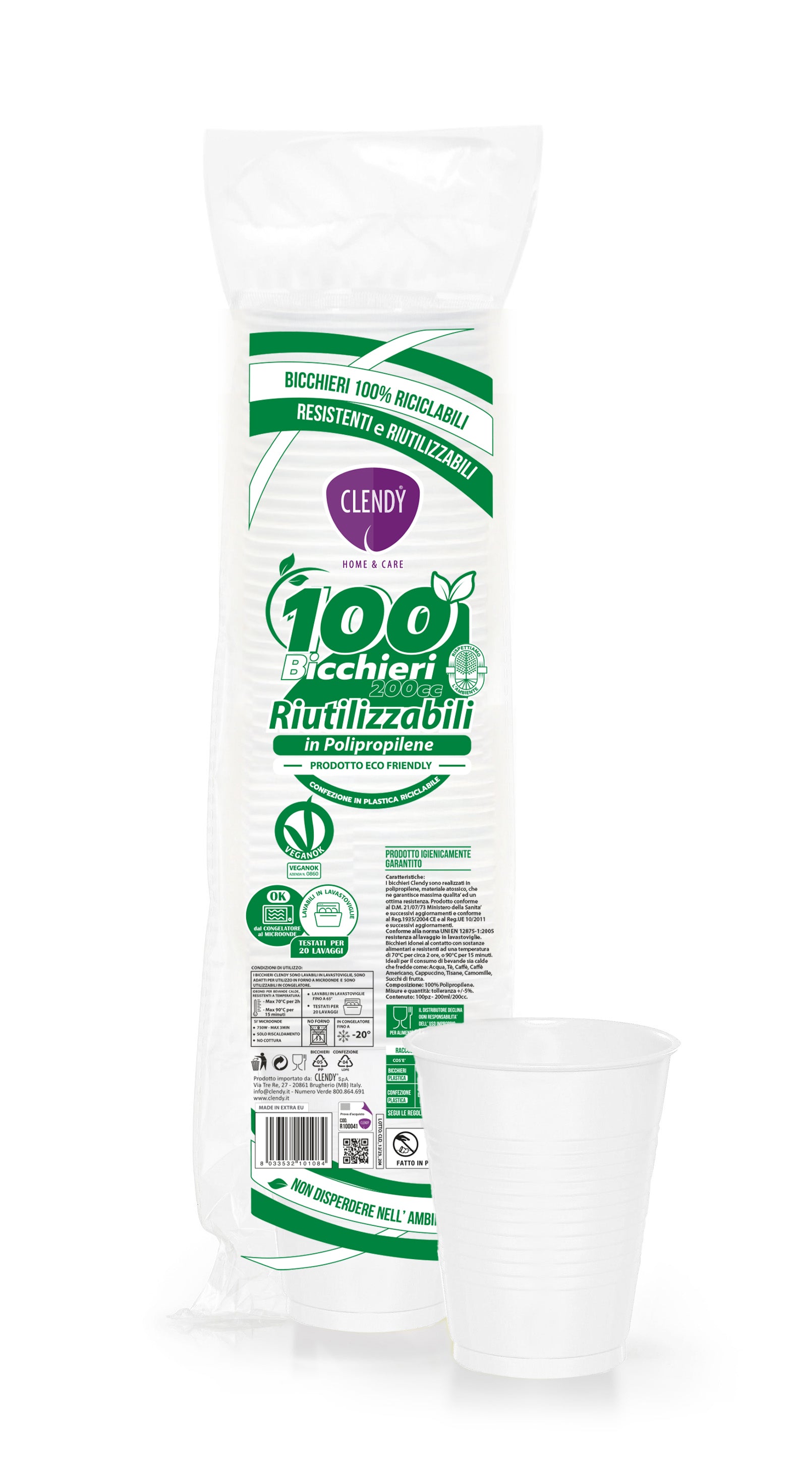 Bicchieri Riutilizzabili 200ml Bianchi - 100pz