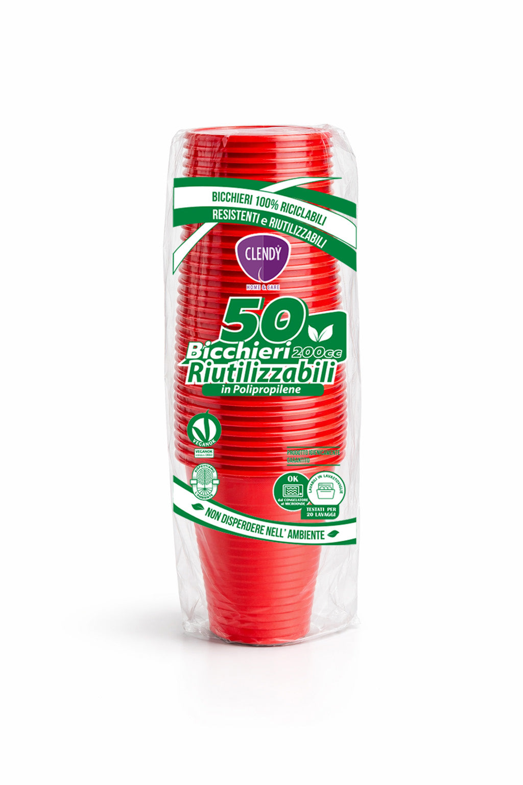 Bicchieri Riutilizzabili 200ml Rossi - 50pz