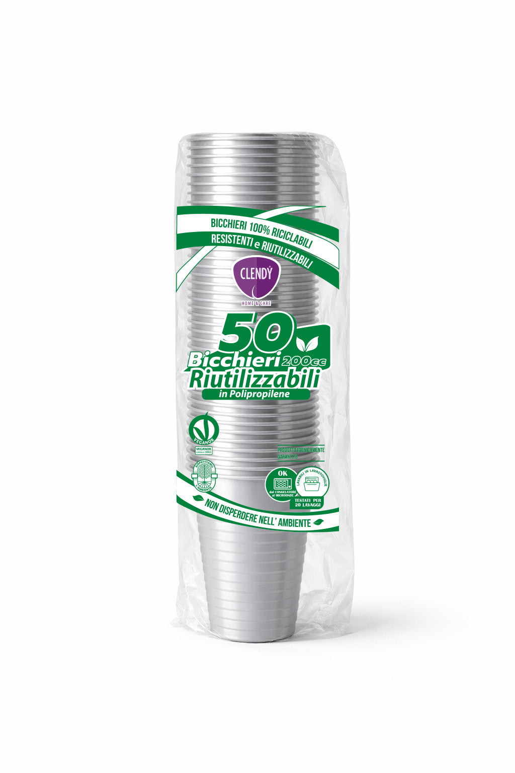 Bicchieri Riutilizzabili 200ml Argento - 50pz