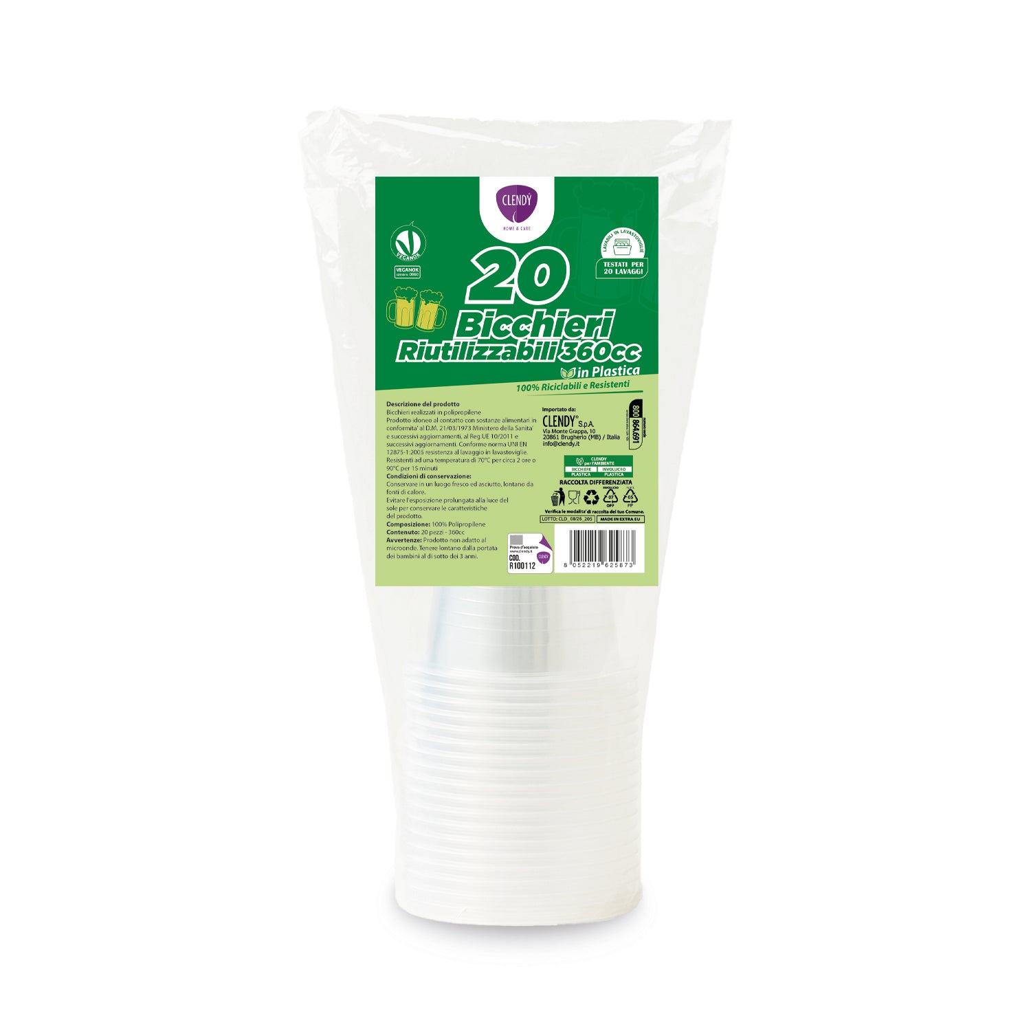 Bicchieri Riutilizzabili 360cc Trasparenti - 20pz